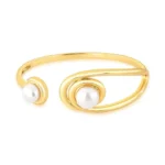 BRACELETE BANHO OURO 18K PONTAS ESFERA PEROLADA GRANDE ENCAIXE