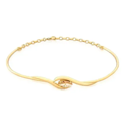 Colar Aro Banho Ouro 18k Organico Haste Ondulado Pontas Finas Centro Zirconia Gota Laranja