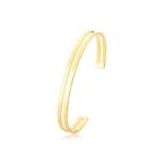 BRACELETE BANHO OURO 18K HASTE DUPLA VASADA LISA ABERTA ENCAIXE