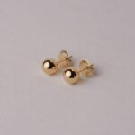 BRINCO BANHO OURO 18K ORELHA ESFERA/ BOLA LISA TAM 6MM
