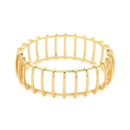 BRACELETE BANHO OURO 18K TELADO VERTICAL VASADO LISO