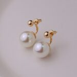 BRINCO BANHO OURO 18K ORELHA BOLINHA BASE PINGENTE PEROLA SHELL GRANDE