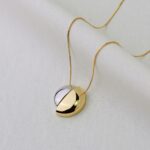 COLAR BANHO OURO 18K PING 2 BANHOS 2 MEIO BOTÃO 1 DOURADO 1 PRATA