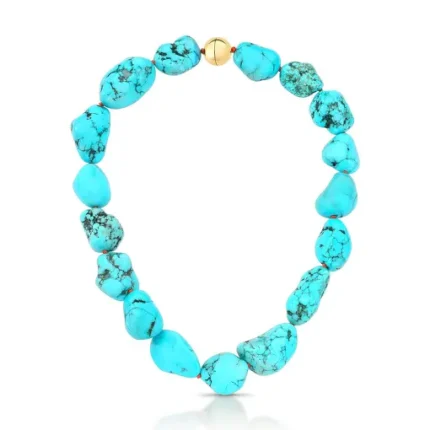 COLAR PEDRA NATURAL HOWLITA TURQUESA 40 CM GRANDE