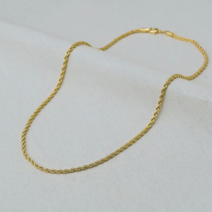 COLAR BANHO OURO 18K BAIANO TRANÇADO LISO 45 CM FINO