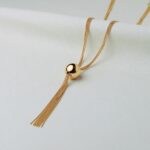 COLAR BANHO OURO 18K LONGO C/ ESFERA GRANDE LISA C/ 8 HASTES TRABALHADAS