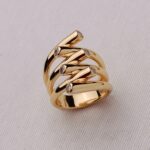 ANEL BANHO OUR 18K 6 HASTES ENTRELAÇADAS LISA PONTA PONTO LUZ REDONDO PONTA TAM 15