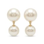 Brinco Banho Ouro 18k 2 Perolas 1 Meia perola 1 perola Borda Lisa