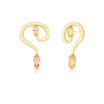 Brinco Banho Ouro 18k Anzol Liso Nas 2 Pontas Zirconia Gota Laranja