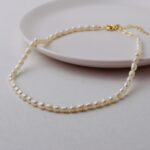 COLAR BANHO OURO PEROLA C/ BARROCA C/ EXTENSOR 40 + 10 CM